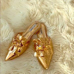 Rose gold women’s flats with bow